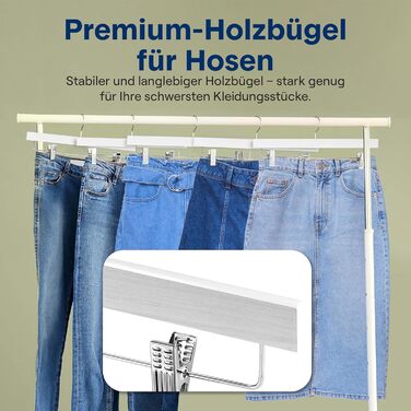 Дерев'яні вішалки для штанів SereneLife з кліпсами (20 шт.), 35,6 x 1,3 x 17 см