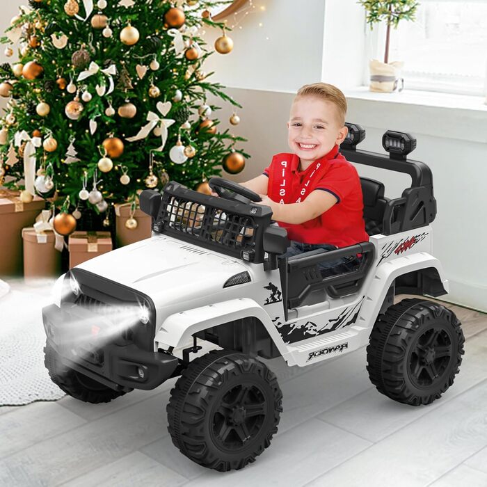 Дитячий електромобіль 12V з пультом, амортизацією, LED, Bluetooth, 2 швидкості, для дітей 3-8 років, білий