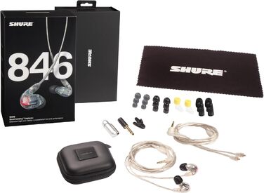 Навушники Shure SE846-CL Pro, ізоляція звуку, 4 HD MicroDrivers, роз'єм 3.5 мм, чисті високі частоти, сильні баси