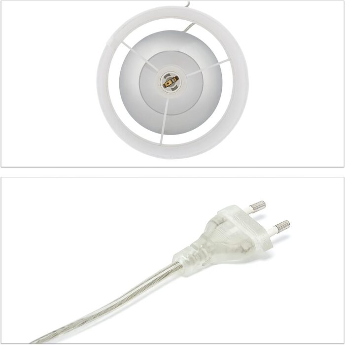 Настільна лампа Relaxdays, кругла приліжкова лампа з сенсорним управлінням, HxD 27,5 x 18 см, E14, настільна лампа з тканинним абажуром, сріблястий/білий
