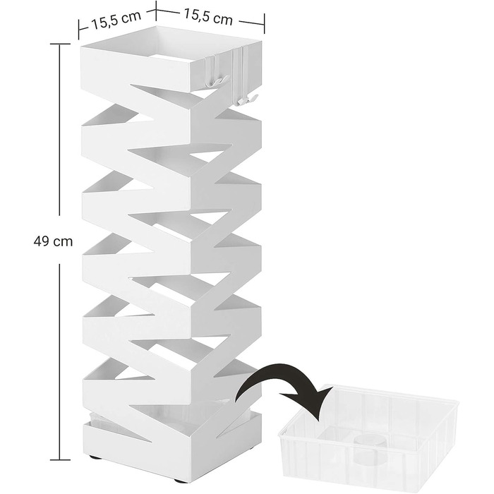 Підставка для парасольок Підставка для парасольок Піддон для крапель води та гачок Віддаються 49 см LUC16B (білий)
