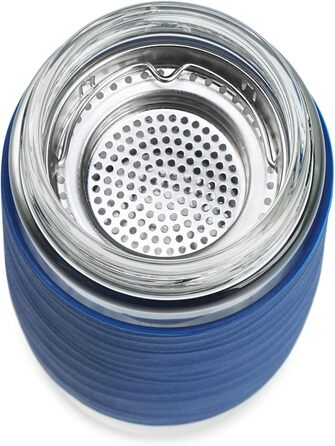 Емса N20805 Чайний горнятко з подвійними стінками | 0,4 л | знімний фільтр | без BPA | 100% герметичне | не протікає | придатне для миття в посудомийній машині | 360° отвір для пиття | Синій