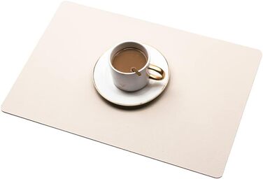 Набір тканих серветок з екошкіри для столу, водонепроникні, стійкі до бруду та тепла, можна мити, PU серветки для кухні та декору (кремовий, 6 шт.)