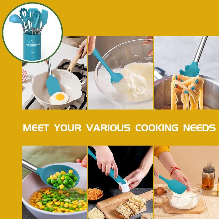 Набір кухонного інвентарю Umite Chef, 15 предметів: силікон, нержавіюча сталь, антипригарне покриття, BPA-free