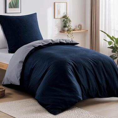 Комплект постільної білизни RUIKASI з бавовни 4-х частинний (сірий, антрацитовий, темно-синій)