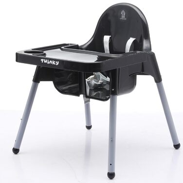 Дитячий стільчик для годування Twinky Hochstuhl Baby ECO з регулюванням спинки, чорний