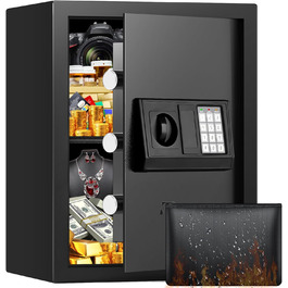 Великий сейф 50л для дому: вогнестійкий, водонепроникний, з ключем та кодовою панеллю. Сейф для зберігання золота, прикрас, документів. Сейф для меблів з інтелектуальною системою сигналізації, настінний сейф.