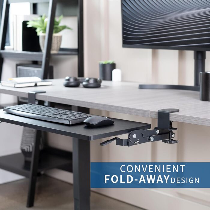 Підставка для клавіатури та миші VIVO MOUNT-KB08V, 68x28 см, регульована висота, з ящиком для клавіатури, чорна