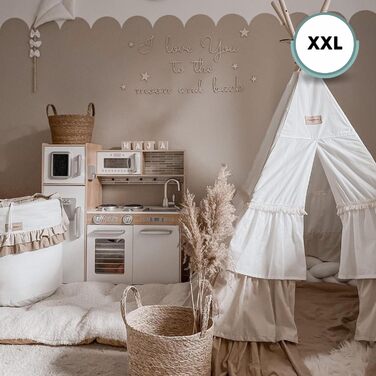 Дерев'яна дитяча кухня Mamabrum з LED-підсвічуванням та аксесуарами - 15 частин. Комплект: плита, духовка, мікрохвильова піч, холодильник, кран та іграшкова кухонна утвар для дітей