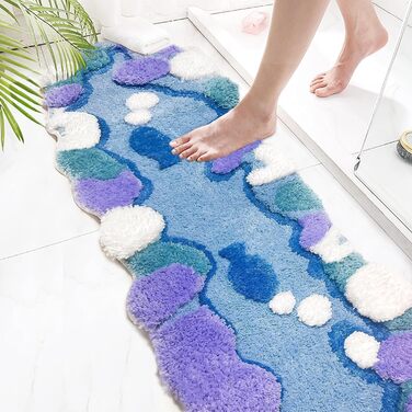 Килимки для ванної Kyhlten 3D Moss Carpet, нековзкі, можна прати в пральній машині, мікрофібра, синій, 80x50 см