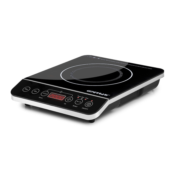 Індивідуальна індукційна плитка Ferrari Energy G10061, 2000W, цифровий дисплей, регулювання температури, легка чистка, велика поверхня приготування, таймер, Soft-Touch панель керування