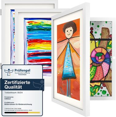 Рамка для дитячих малюнків Ciscle, A3, для творчості та робіт, з фронтальним відкриванням, 1 шт. (біла)