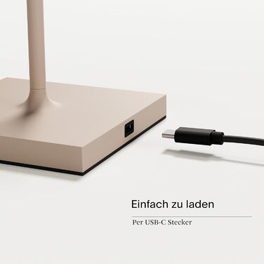 LED-лампа SIGOR Nuindie 2.0: диммер, акумулятор, IP54, 38 см, USB-C, 12 год, пісочний колір