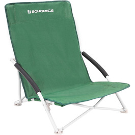 Пляжне крісло SONGMICS з високою спинкою, портативне складане крісло, розкладне крісло для кемпінгу, складне, легке, зручне та важке, вуличне крісло з сумкою для перенесення 1 зелений