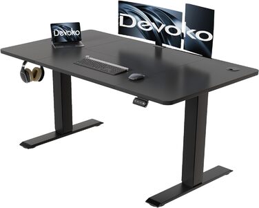 Електричний регульований стіл Devoko: стіл для стоячи/сидячи з пам'яттю, 120 x 60 см (білий/чорний)