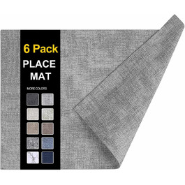 Набір підкладок під тарілки з екошкіри, 6 шт. - Водостійкі, легко миються, сірого кольору