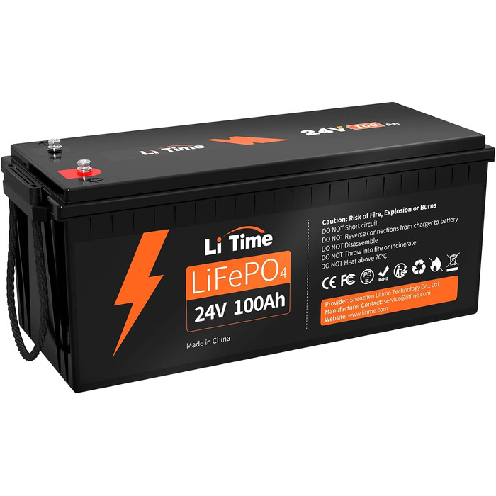 Акумуляторна батарея LiFePO4 24V 100Ah, 2560 Вт, 15000 циклів, 10 років, заміна на AGM, для автофургону, морська