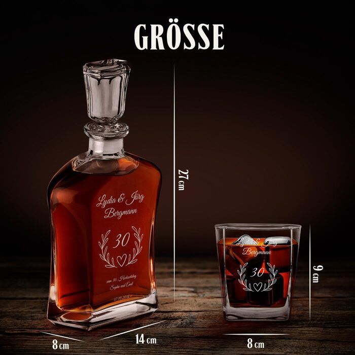 Віскі-карафа Maverton з гравіюванням + набір келихів (2/4/6 шт.) - 700 мл - ідеальний подарунок для молодят