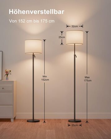 Світлодіодна торшер DUSKTEC RGB для вітальні, смарт-лампа з димером, керування через APP, тепле та холодне біле світло, 10W, 1200LM, регульована висота