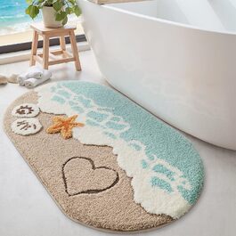 Килимок для ванної кімнати DEXI Ovale Beige, 61 x 110 см, з антиковзким покриттям та малюнком 'Морські зірки'