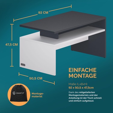Столик журнальний Sacramento White/Anthracite 95x55x50см