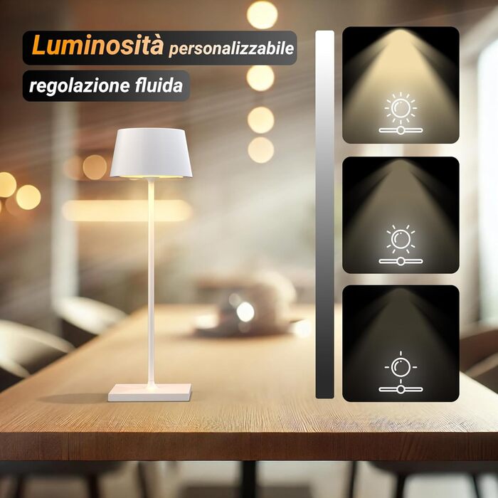 LED настільна лампа Palmina 842 з димуванням, акумулятор 4400mAh, IP54, для дому та саду, 1 шт. (білий)