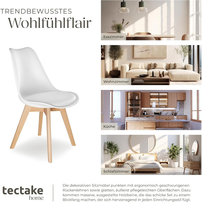 Тектейк® Стільці для їдальні Frederikke II - набір 6 шт. Сучасні кухонні стільці, скандинавський дизайн, чорний колір