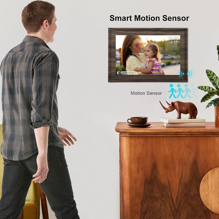 Цифровий фоторамка Frameo з Wi-Fi, 32GB, 10.1 дюйма, сенсорний екран, автоповорот, датчик руху, Frameo App для обміну фотографіями з будь-якого місця