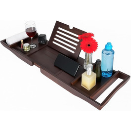 Підставка для ванни ZOLTA - дерев'яна підставка для ванни з тримачем для планшета/книги - підставка для ванни з тримачем для келихів та чашок - для домашнього релаксу - з бамбука, 75-110 x 23 см