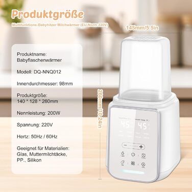 Підігрівач для пляшечок 8-в-1, дитячий підігрівач для грудного молока та сумішей, з інтелектуальним регулюванням температури для всіх пляшечок