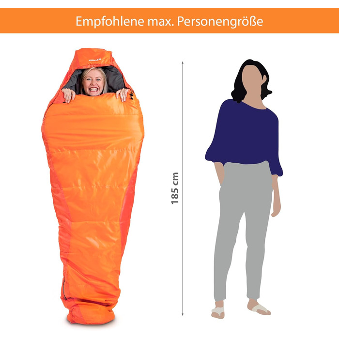 KeenFlex Спальний мішок 3-4 сезони, від +7,2°C до -23,4°C, 1500г/2150г, для літа й зими, машинне прання