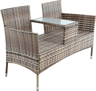 Садові меблі ESTEXO з ротангу: Лавка-диван 2-місна, комплект для саду та балкону, бежево-коричневий