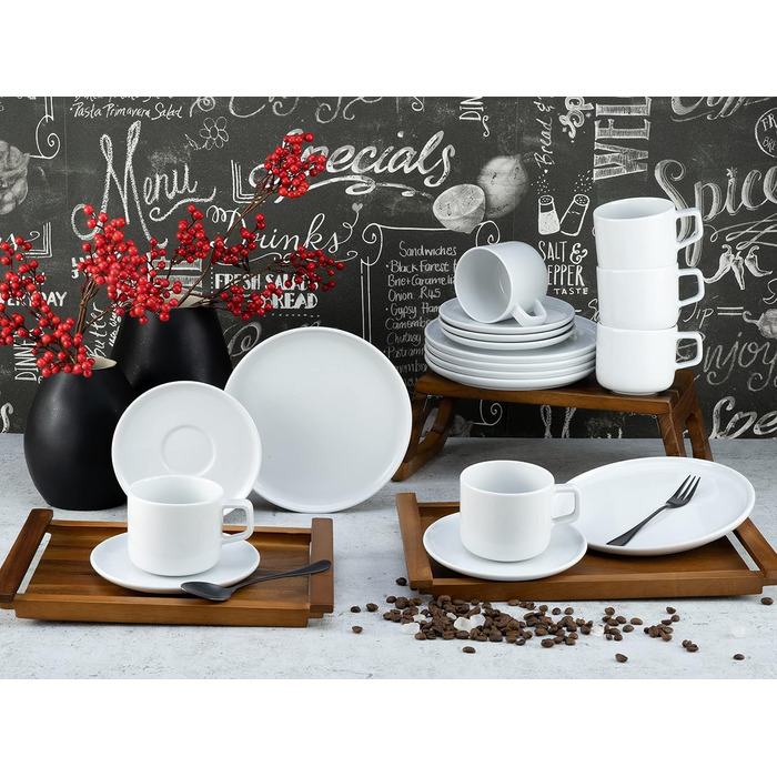 CreaTable Серія Chef Collection: 18-частинний порцеляновий сервіз для 6 осіб, Made in Europe