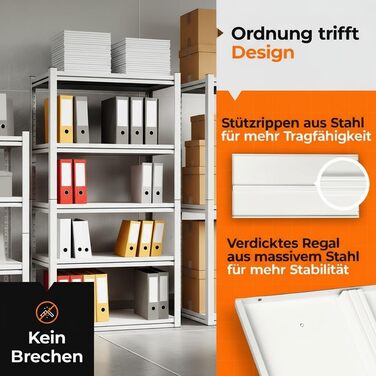 Металевий стелаж з металевими полицями, 5 ярусів, 160x86x45 см. Міцний, швидко збирається, стійкий до плісняви. Ідеально для підвалу та складу.