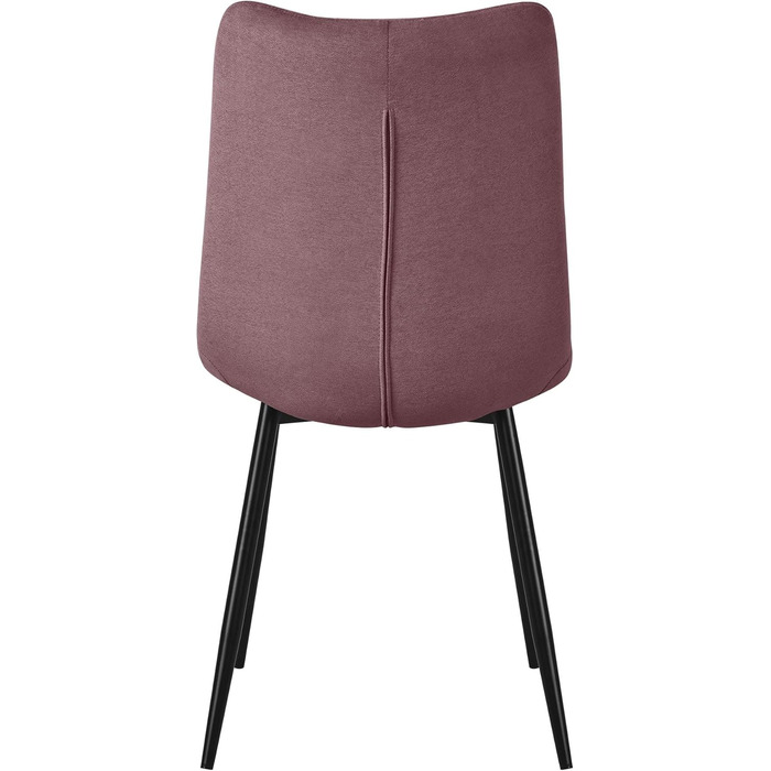 ML-Design Комплект з 2 стільців для їдальні, рожеві, з м'яким сидінням, тканинний, чорні металеві ніжки, для кухні, вітальні, офісу