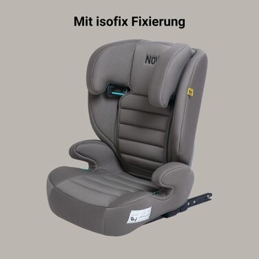 Дитяче крісло/автокрісло Novi Baby James Premium i-Size ISOFIX, від 3,5 до 12 років, від 100 до 150 см, регулюється до бустера, регульований по висоті підголівник, знімна спинка (сіро-коричнева)