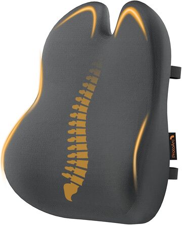 Підпорка для спини ProtoArc з Memory Foam: ергономічна подушка для офісного крісла, авто та робочого столу. Підтримка попереку, дихаюча тканина, регульовані ремені (сірий)