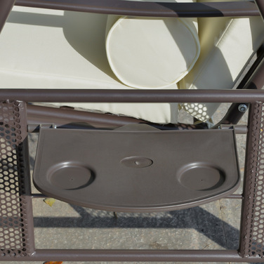 Гойдалка для відпочинку на 2 особи, Голлівудська гойдалка для саду, стійка до погодних умов, 2 підсклянники, Білий + Чорний