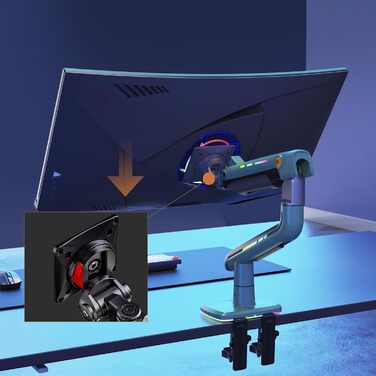 Кріплення для монітора NB Ergonomic для Ultrawide (60 дюймів), RGB, VESA 75/100, до 20 кг (зелене)