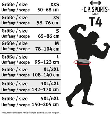 Спортивний пояс для важкої атлетики C. P. шкіряний чорний, тренувальний пояс з таблицею розмірів XS-XXXXXL (7-XXXXXL / XXXXXXL 150-205 см)