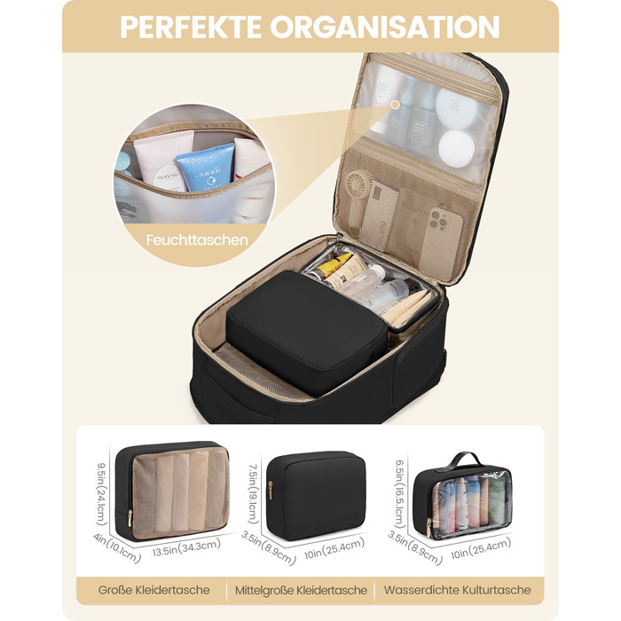 Чорний жіночий рюкзак LOVEVOOK 40L для подорожей з відділенням для ноутбука 17