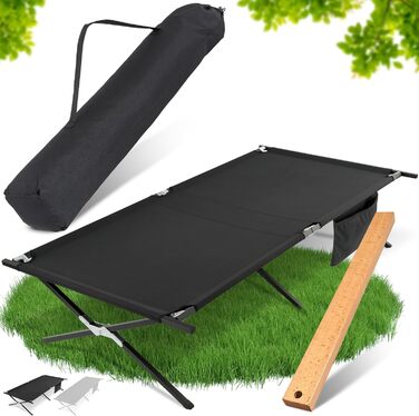 Розкладне польове ліжко HAINBAUR XXL 210x70/100 см, до 200 кг, складане кемпінгове ліжко з монтажним інструментом