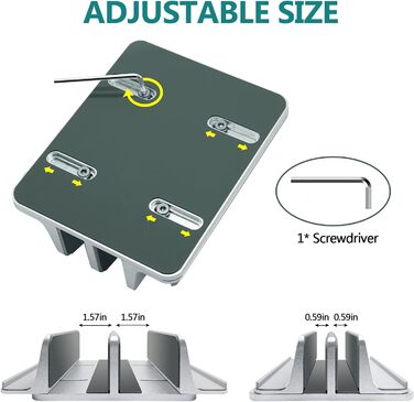 Вертикальна підставка для ноутбука Metal з 4 слотами, регульована, для MacBook, HP, Chromebook (до 44.5 см) – срібна