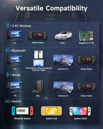 Контролер EasySMX X10 для ПК з датчиками Hall, Bluetooth, механічні кнопки, без дрифту, сумісний з PC/Switch/Steam (сірий/срібний)