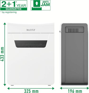 Leitz IQ 10X Premium Protect: Шредер для документів P4, 8 листів, частинковий різання, білий, для офісу та дому, сертифікований TÜV+GS