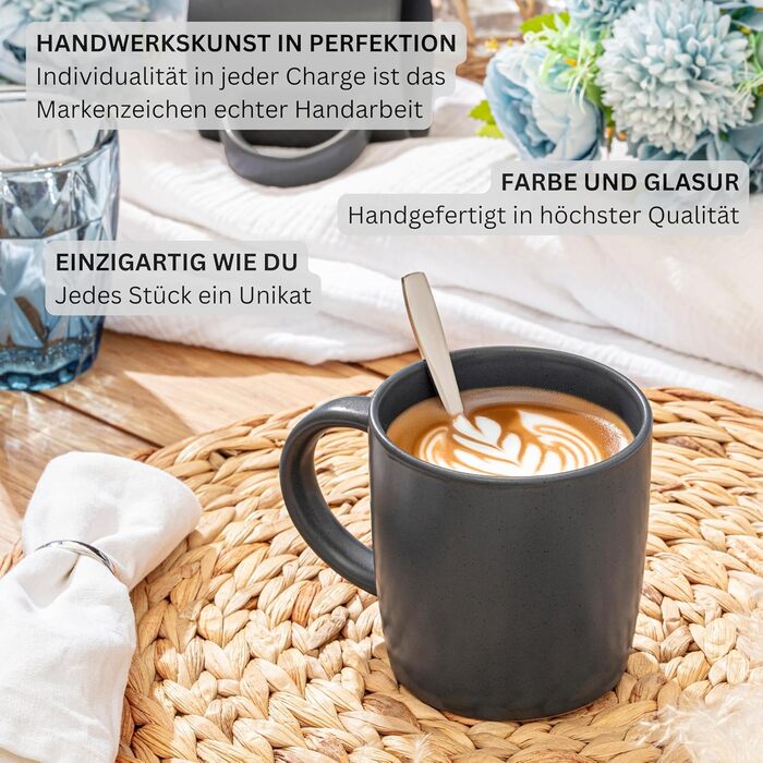 Набір кавових чашок SÄNGER Leeds Nightsky (6 шт.), 380 мл, кераміка, блакитно-сірий, для кави та чаю, миючі в посудомийній машині, для мікрохвильової печі