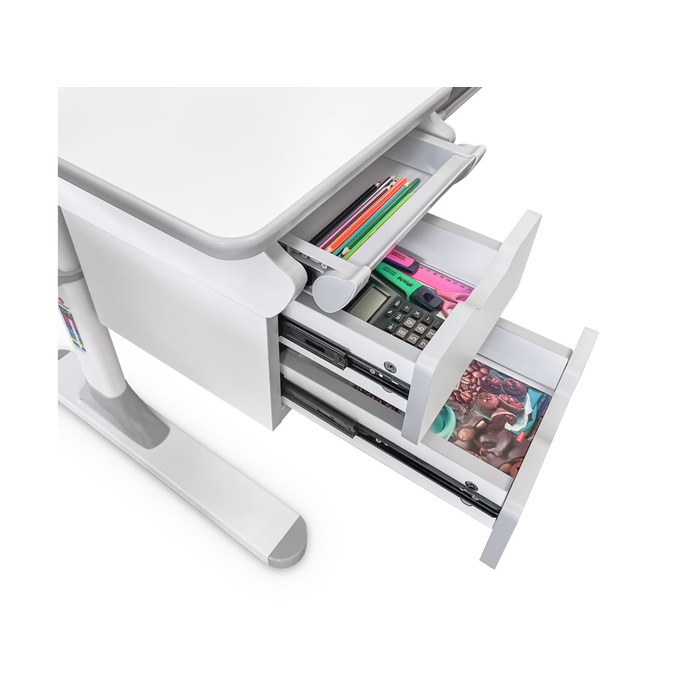 Дитячий стіл Mealux Hamilton Multicolor PN з полицею S-50 (арт. BD-680 W/G MC+PN+S50 WG)