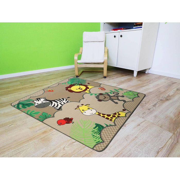 Ігровий килимок Primaflor - Міцний дитячий килимок - Якісний килимок для дитячої кімнати - Ігровий килимок для хлопчиків/дівчаток - - 100x150 см (133 x 133 см, Safari)