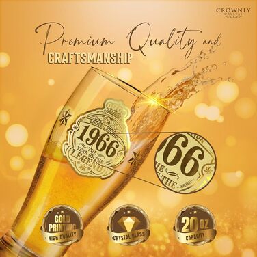 Пивний келих з гравіюванням 570 мл, 50 років, персоналізований подарунок для чоловіка, тата, декор, листівка на ювілей (1966)