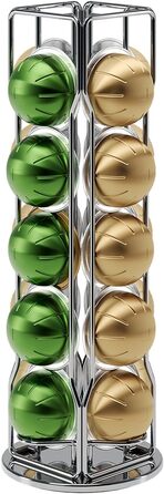 Тримач для капсул Nespresso Vertuo Sevenline – 20 капсул, обертається на 360°, срібний